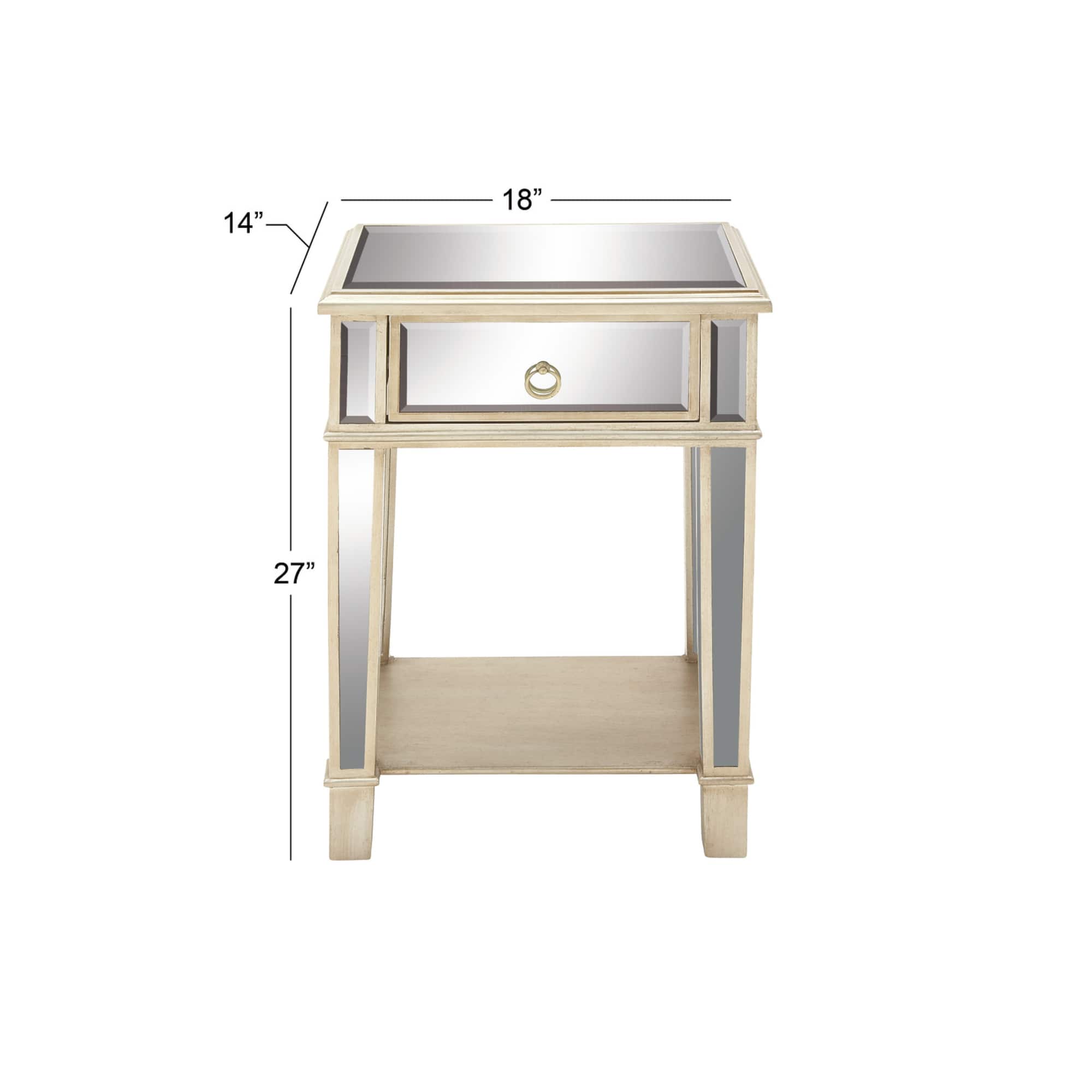 27" Beige Chinese Fir Glam Accent Table